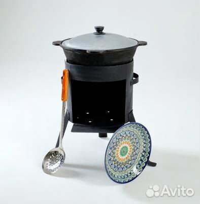Казан чугунный Узбекский 10 л + печь + ляган