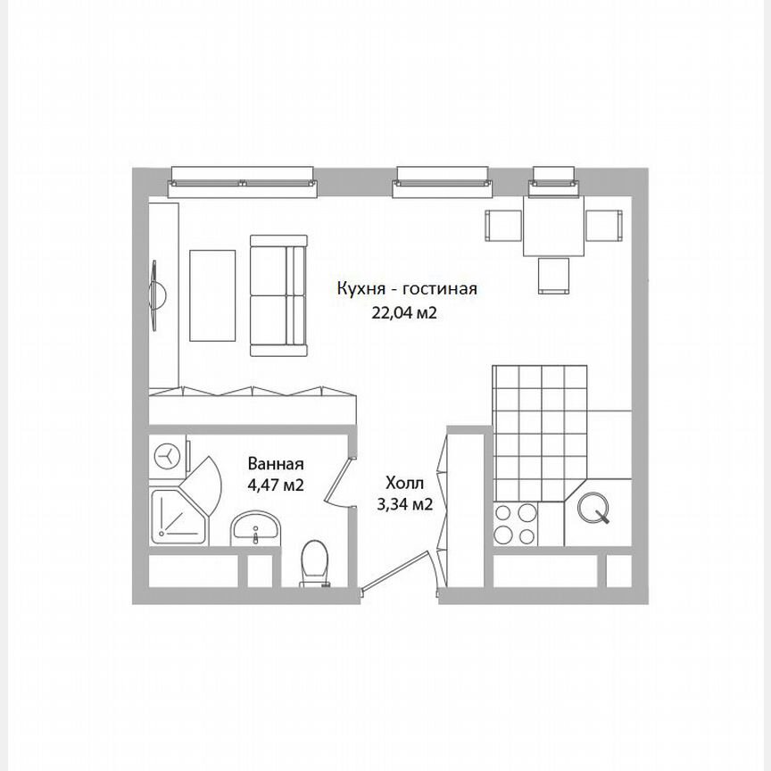 Апартаменты-студия, 29,9 м², 13/16 эт.