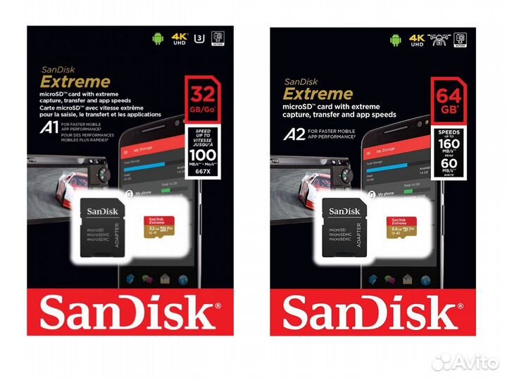 Карта памяти SanDisk microsdxc 64Gb, 128Gb и 256Gb