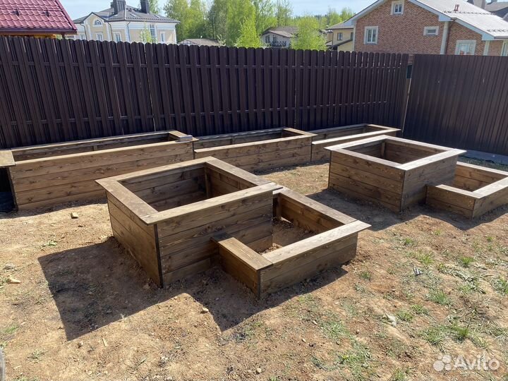 Грядки высокие из лиственницы деревянные