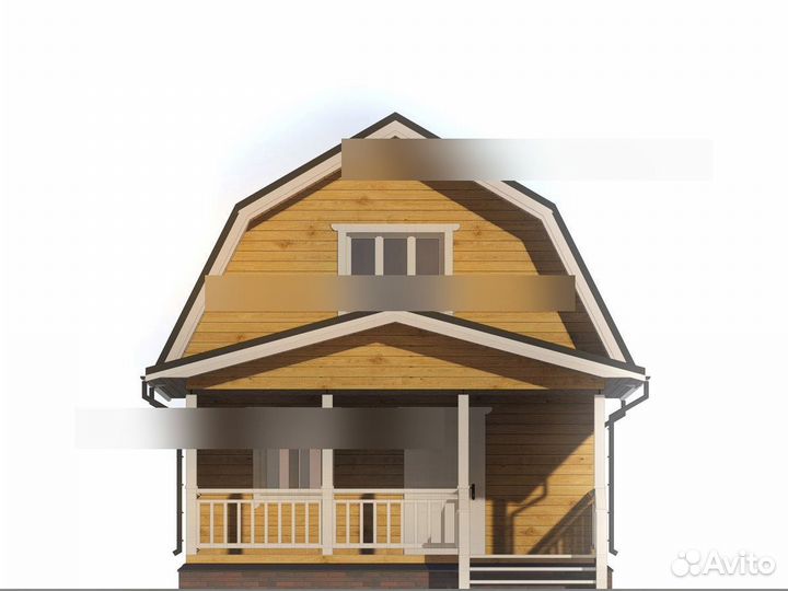Дом из бруса 6 х 8,5 с мансардой и ломаной крышей