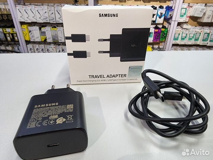 Зарядное для Samsung 45W+кабель 5А быстрая зарядка