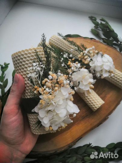 Семейный очаг, свечи из вощины, свадебный набор