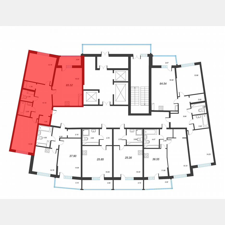 2-к. квартира, 67,3 м², 12/22 эт.