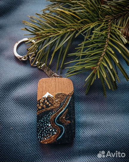 Брелок-сувенир, роспись по дереву, поталь