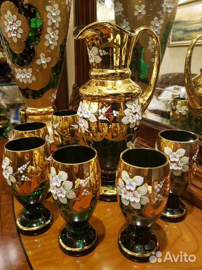 Графин со стаканами Богемия Смальта Лепка Новый