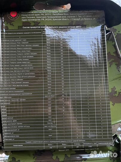 Ирп сухой паек 2 вариант