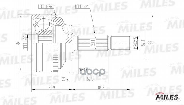 ШРУС наружный с ABS renault logan/clio (GKN