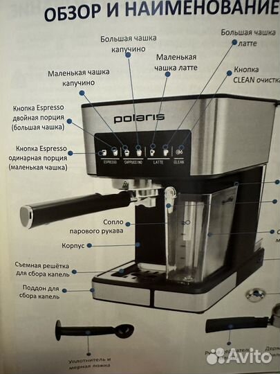 Кофеварка рожковая Поларис 1541Е