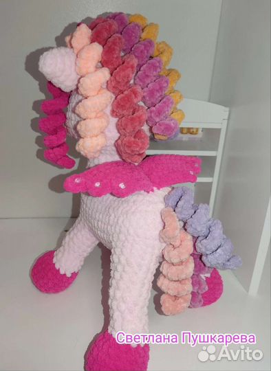 Вязаная Мягкая игрушка единорог
