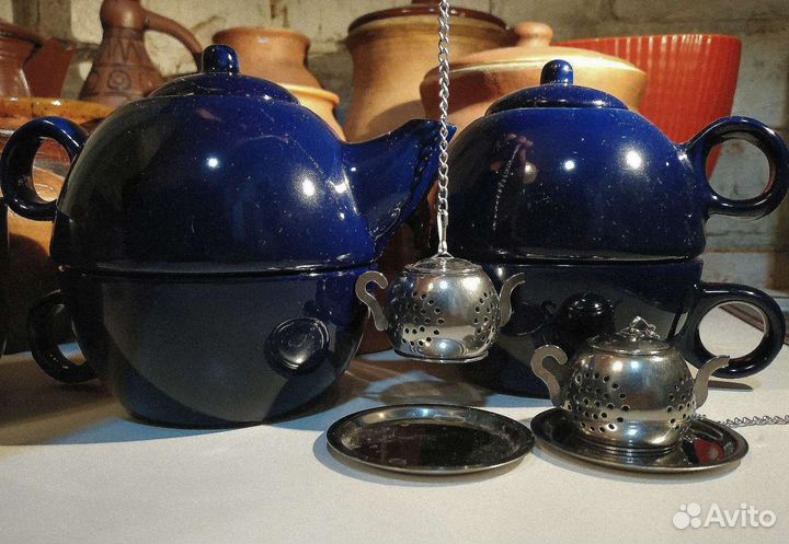 Чайник заварочный с чашкой, ситечко для заварки