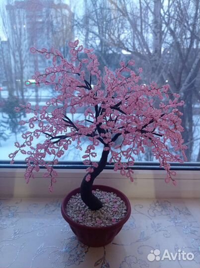 Сакура дерево из бисера ручная работа