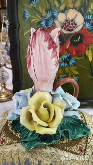 Винтаж, подсвечник Роза Capodimonte