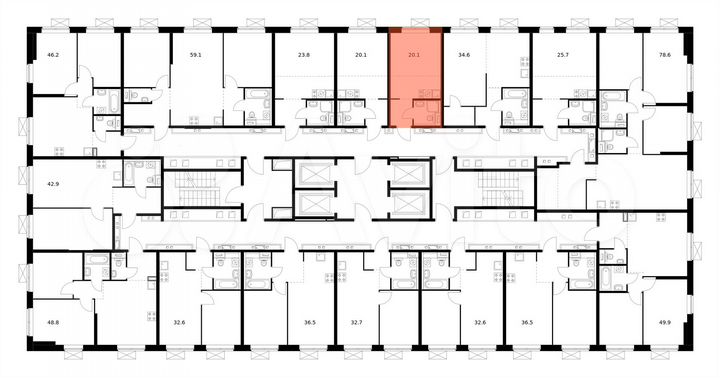Квартира-студия, 20,1 м², 20/33 эт.