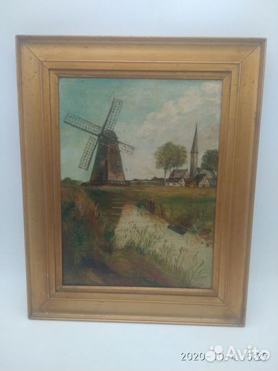 Картина Старая мельница холста, масло, рама дерево