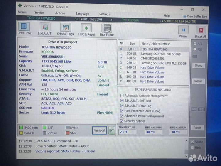 Жесткий диск Toshiba P300 hdwd260uzsva, 6тб, HDD