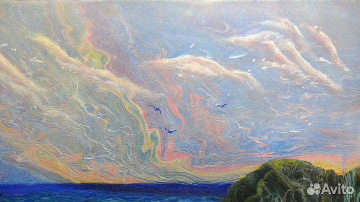 Картина в интерьер на холсте 80х60 см, акрил+масло