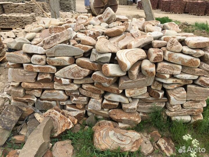 Бутовый камень желтый галтованный