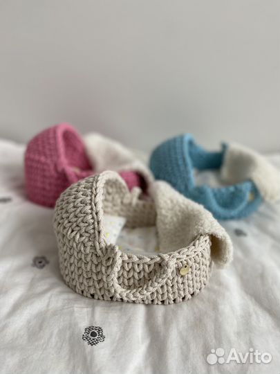 Люлька вязаная для куклы, игрушки