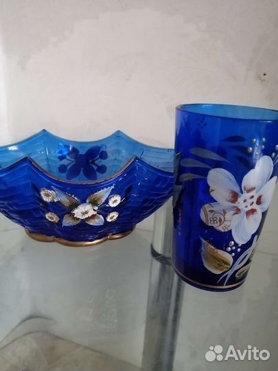 Вазы из цветного стекла СССР