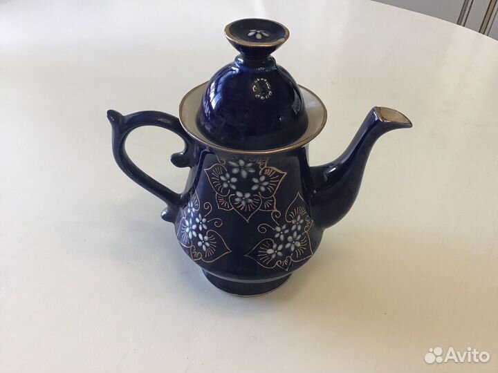 Кофейник синий кобальт