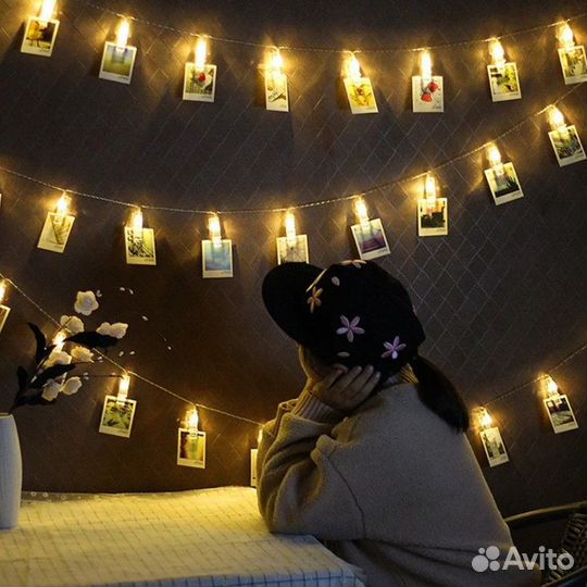 Гирлянда с прищепками 5 метров, 20 ламп