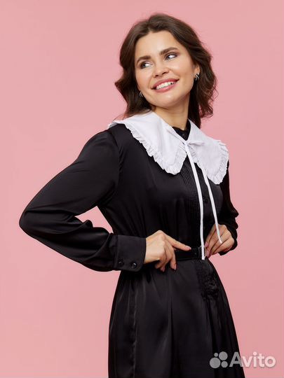 Съемный воротничок белый с завязками