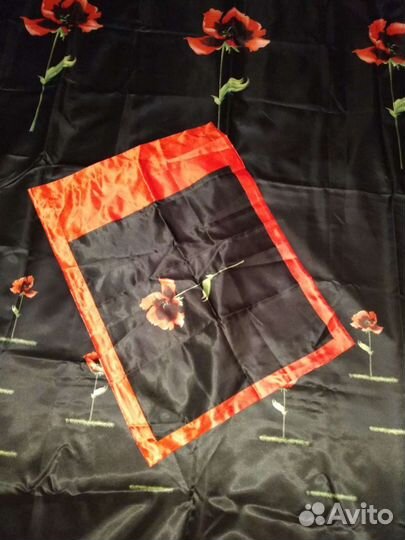 Шёлковое постельное белье красного+черный новое