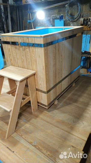 Прямоугольная купель для бани