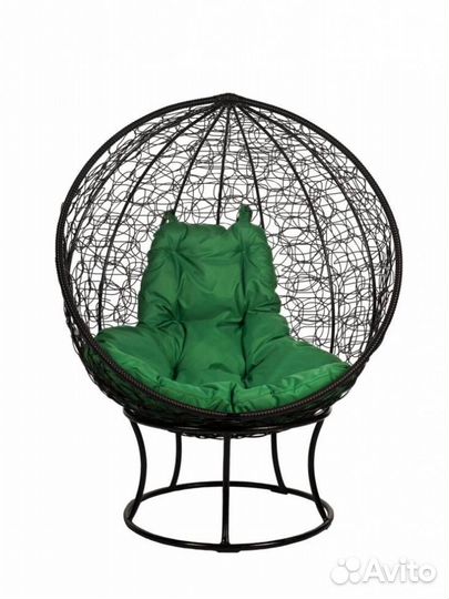 Кресло из ротанга Orbis зеленая подушка