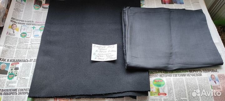 Отрезы черной ткани шерсть 150х150