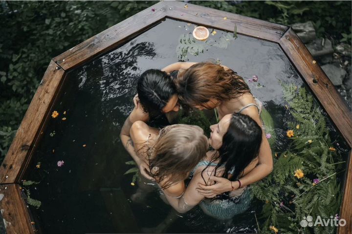 Банный чан с печью из нержавейки уличный под ключ