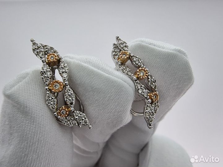 Золотые Серьги 585 пробы с бриллиантами. Рассрочка