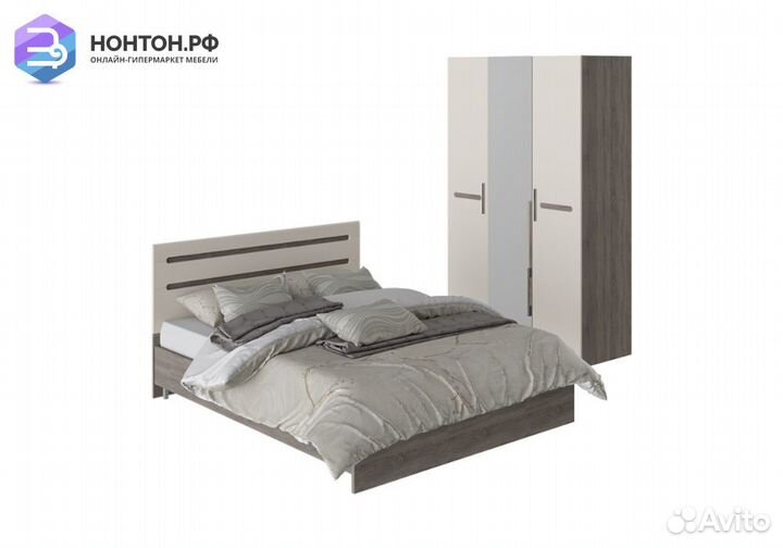 Спальный гарнитур Фьюжн дуб сонома трюфель / бежев