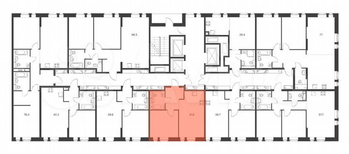 1-к. квартира, 41,6 м², 2/22 эт.