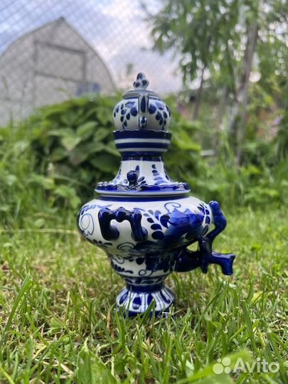 Самовар Гжель мини