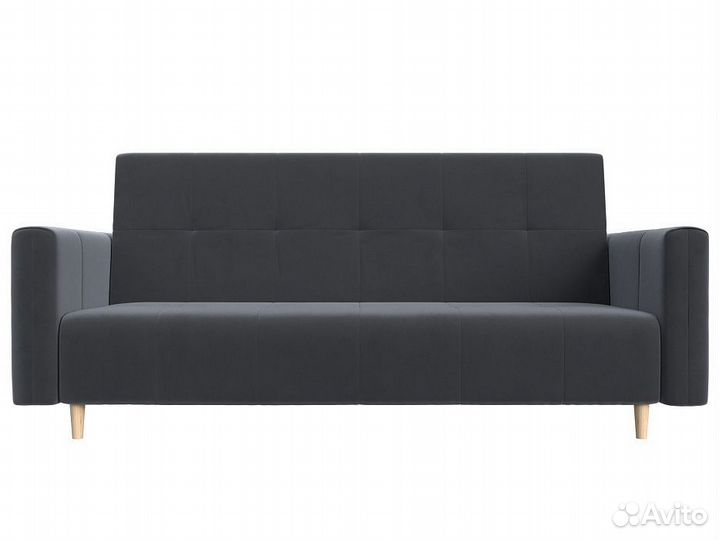 Диван книжка Вест велюр серый прямой на ножках