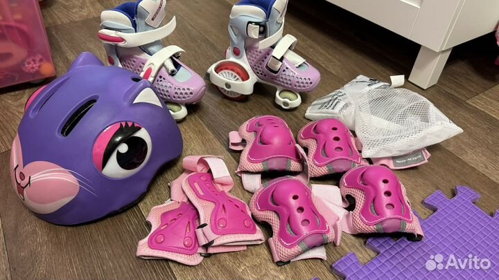 Детские ролики + шлем + защита