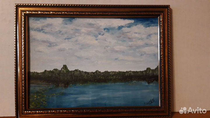 Картина маслом Лето Озеро