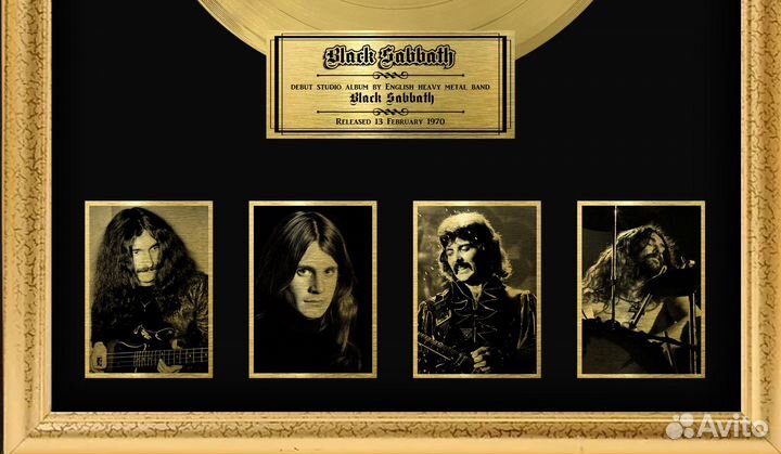 Black Sabbath золотая пластинка в рамке автографы