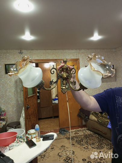 Люстра потолочная бронза СССР и два бронзовых бу