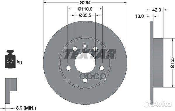 Диск тормозной opel astra G/H zafira задний 1 ш