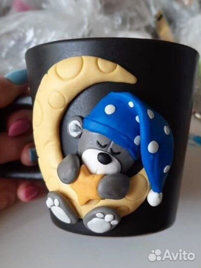 Кружка из глины Bearbrick мишки кавс тедди мк