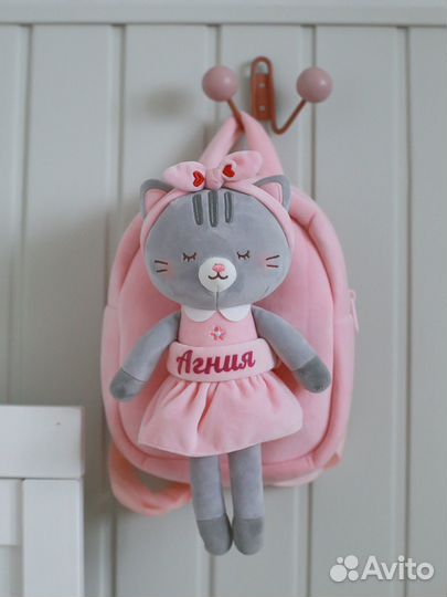 Именной рюкзак Кошка для девочкм