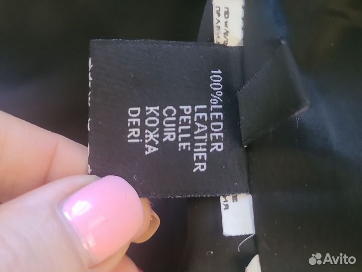 Кожаная парка пуховик зеленый s