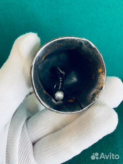 Старинный латунный с посеребрением колокольчик