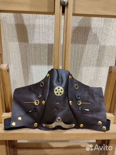 Маска кожа стимпанк,квест,готик аксессуар