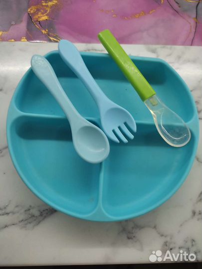 Тарелка детская,2 ложки,вилка