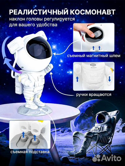 Ночник проектор космонавт