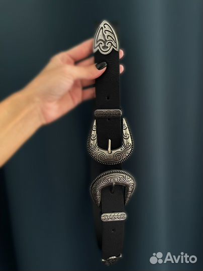 Ремень женский кожаный черный